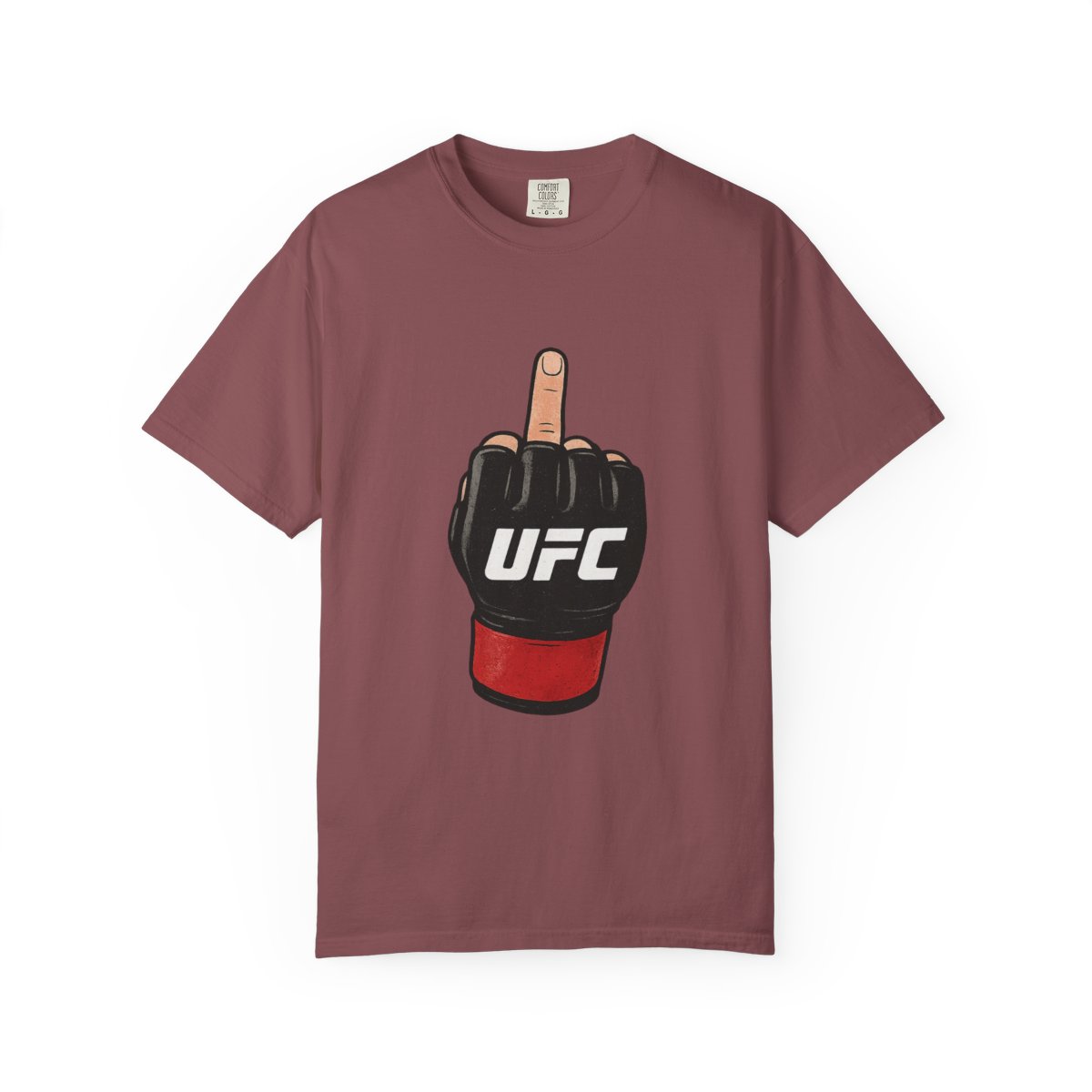 UFC Red Gloves Flipping Off Funny T-Shirt - alternate angle 2, merchandise