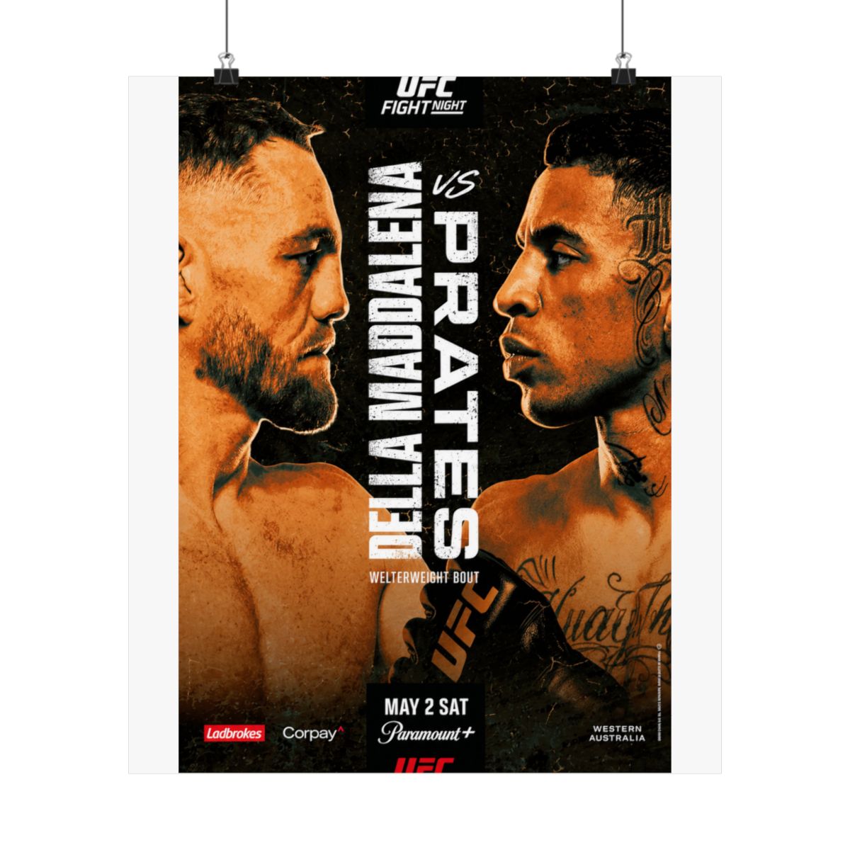 UFC Fight Night: Della Maddalena vs Prates Autographed Event Poster - alternate angle 3, merchandise