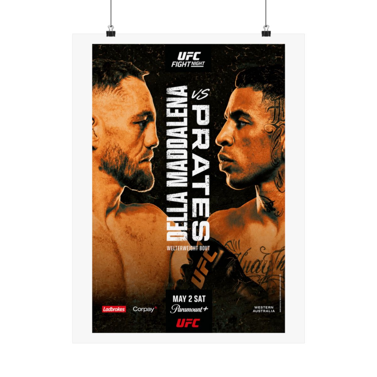 UFC Fight Night: Della Maddalena vs Prates Autographed Event Poster - alternate angle 4, merchandise