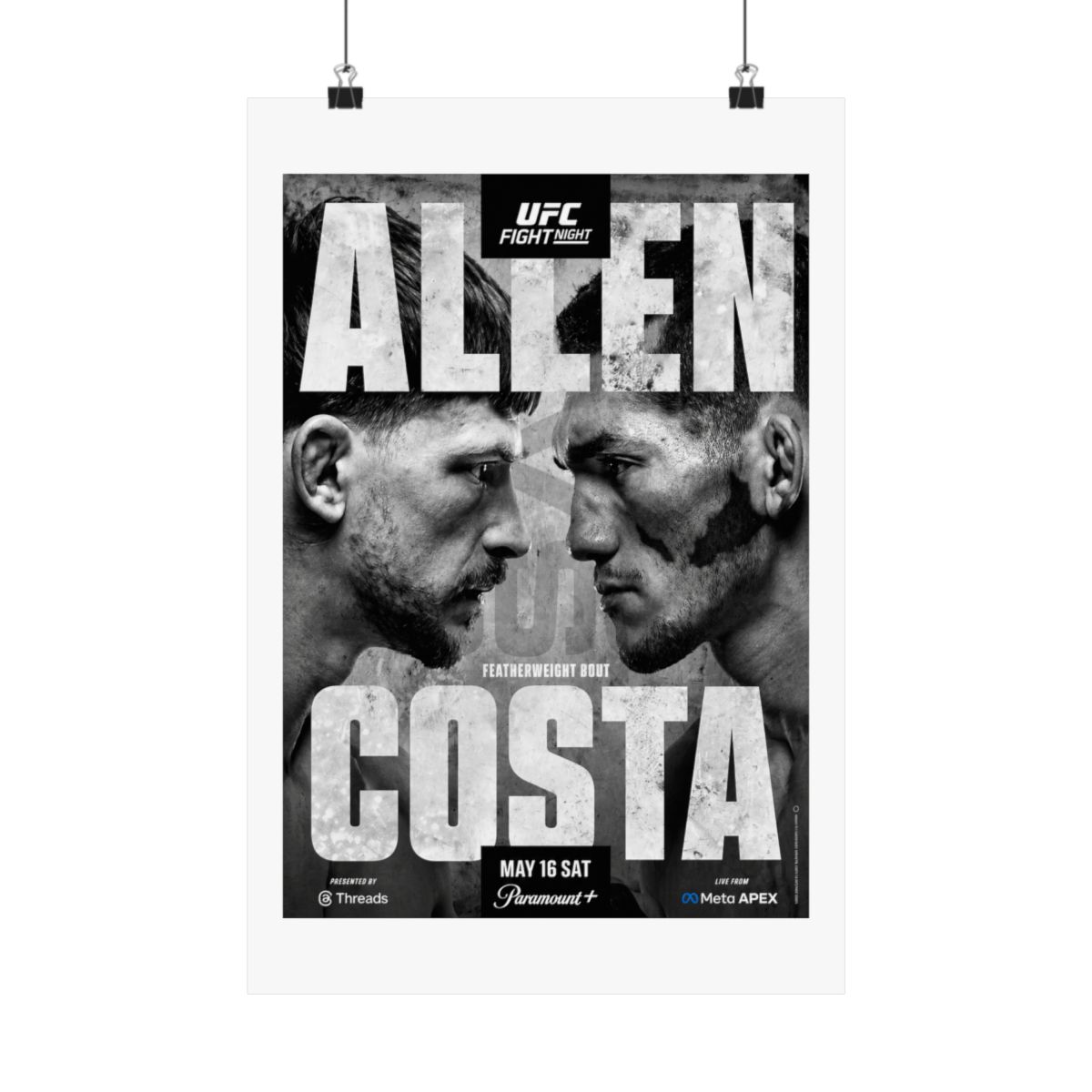 UFC Fight Night: Allen vs Costa Autographed Event Poster - alternate angle 2, merchandise