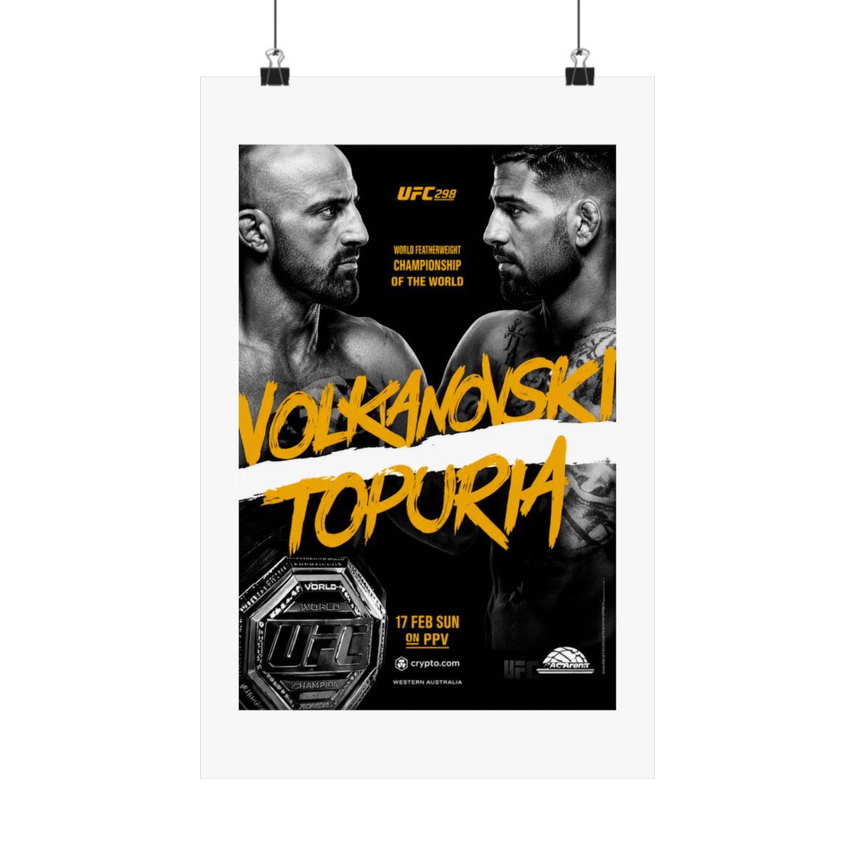 UFC 298 Alexander Volkanovski Vs. Ilia Topuria Featherweight Championship Title Whittaker Costa Fight Poster Ultimate Fighting Greatest - alternate angle 3, merchandise