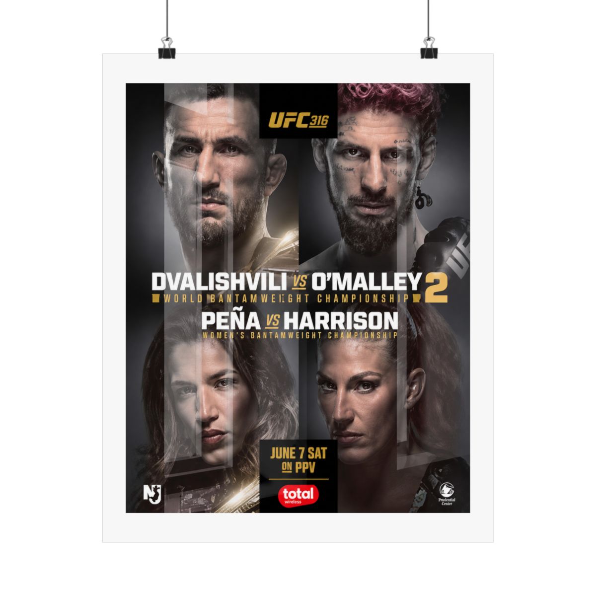 UFC 316 Poster: Dvalishvili vs O&;Malley 2, Peña vs Harrison - MMA Wall Art - alternate angle 5, merchandise