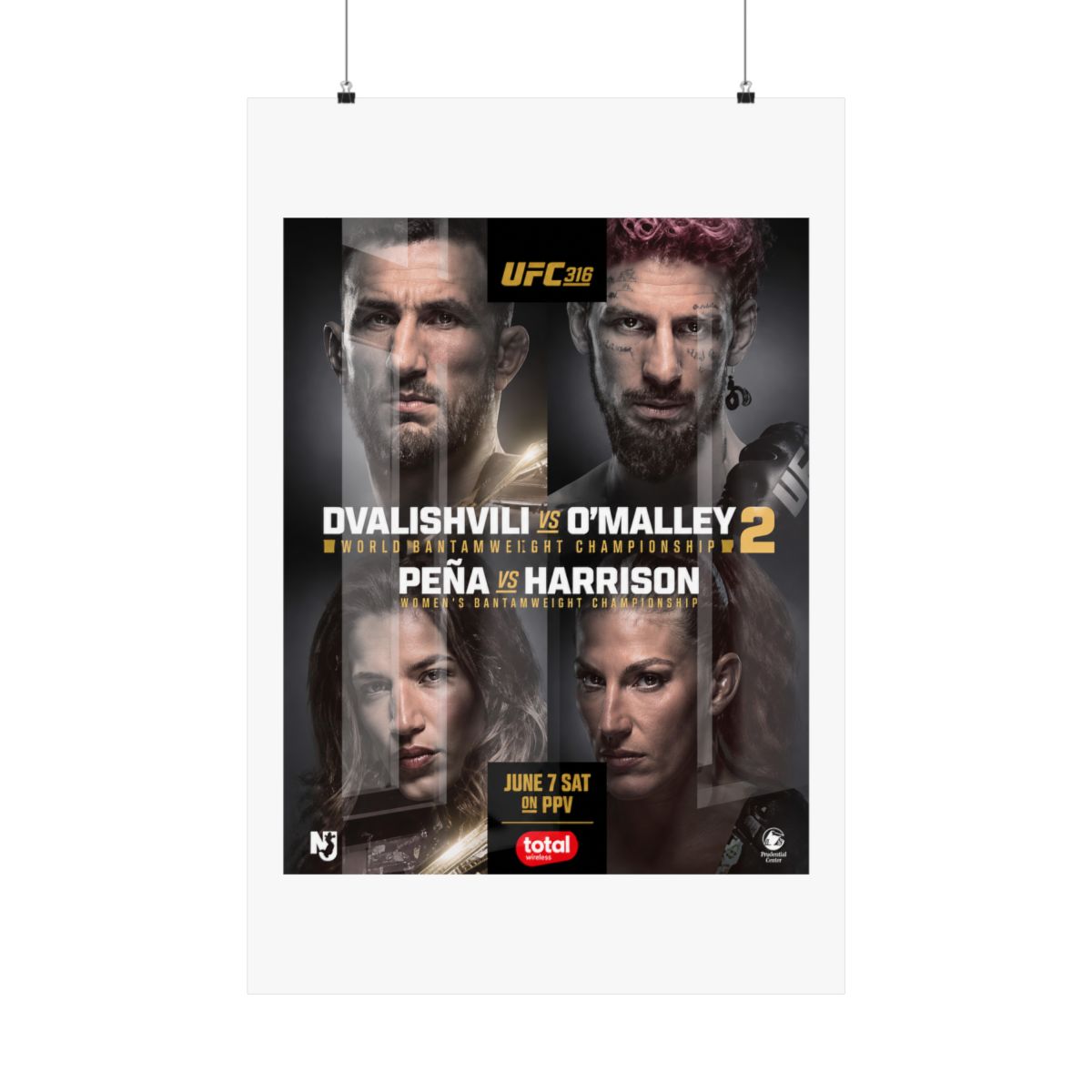 UFC 316 Poster: Dvalishvili vs O&;Malley 2, Peña vs Harrison - MMA Wall Art - Official Posters & Wall Art merchandise